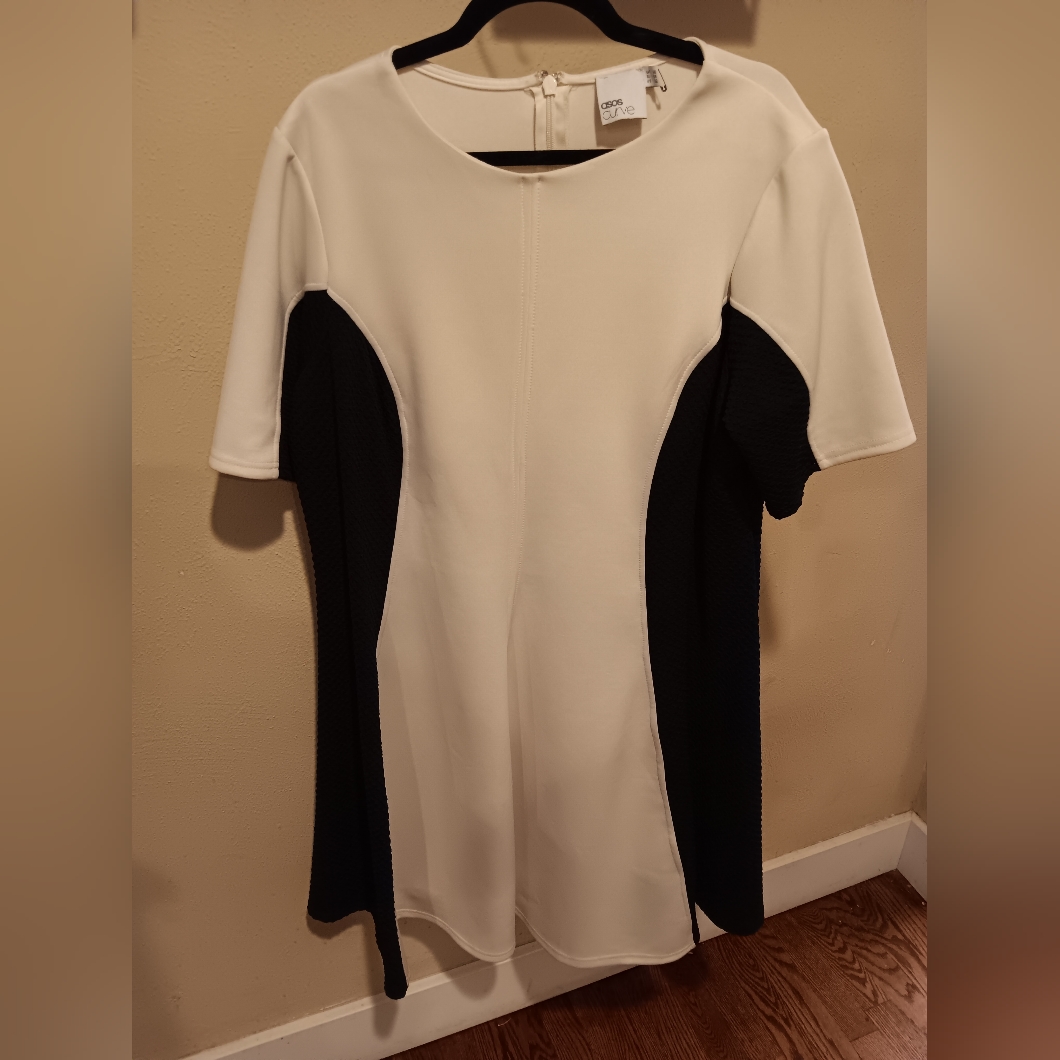 Asos Curve Cream Black Colorblock Dress
